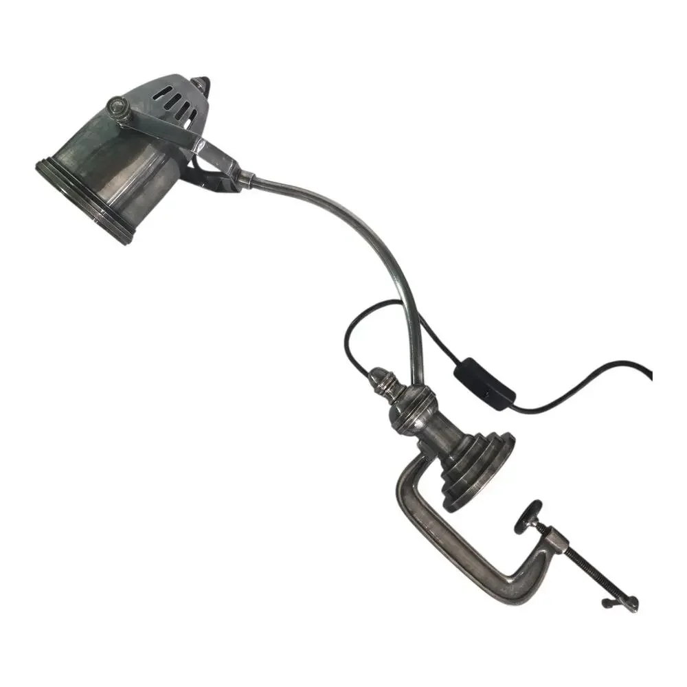 Pottery Barn Marina Task Clip Lamp Industrial Desk Clamp Light Brushed Nickel